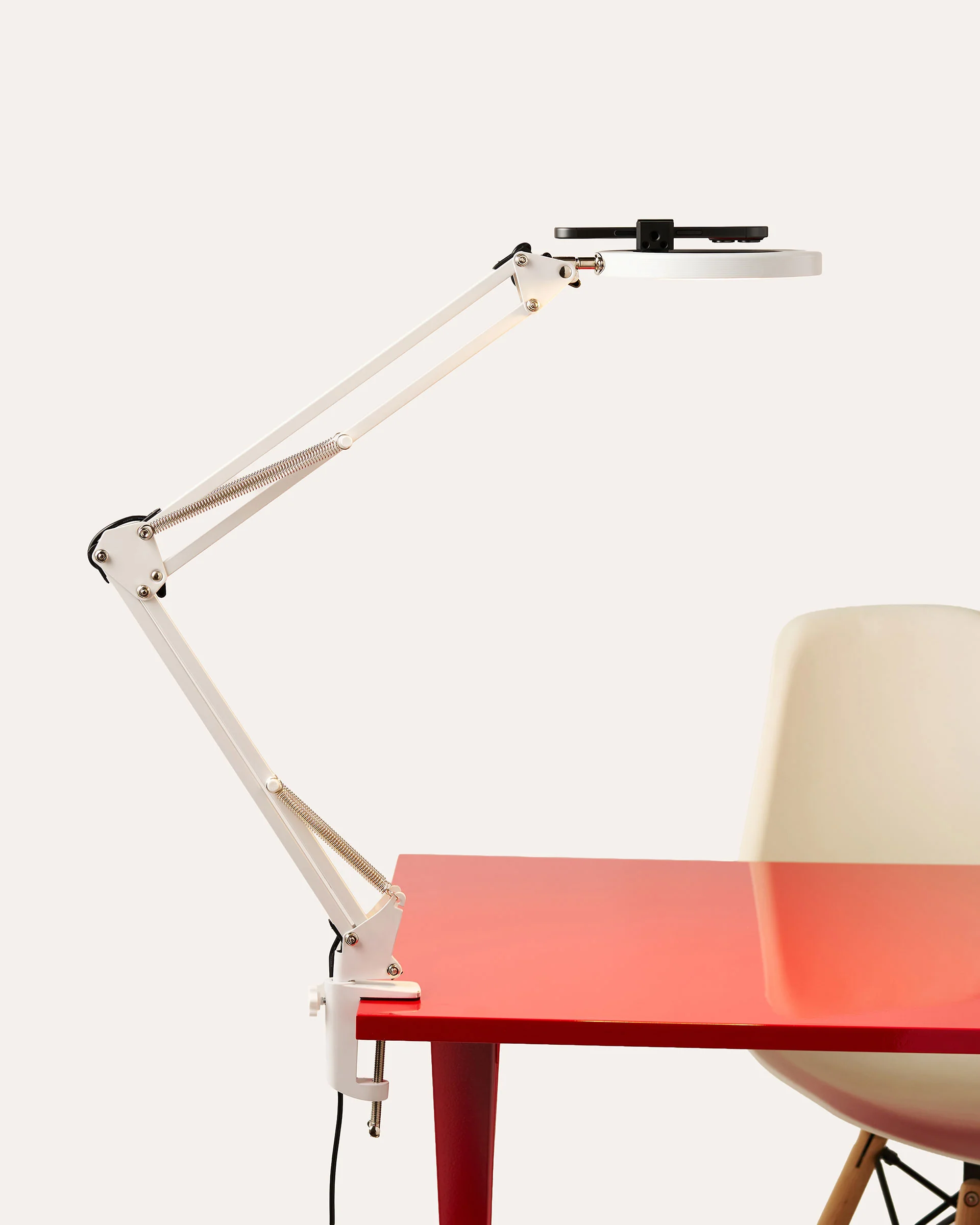 White Canvas Lamp with Desk Clamp - Image 2
