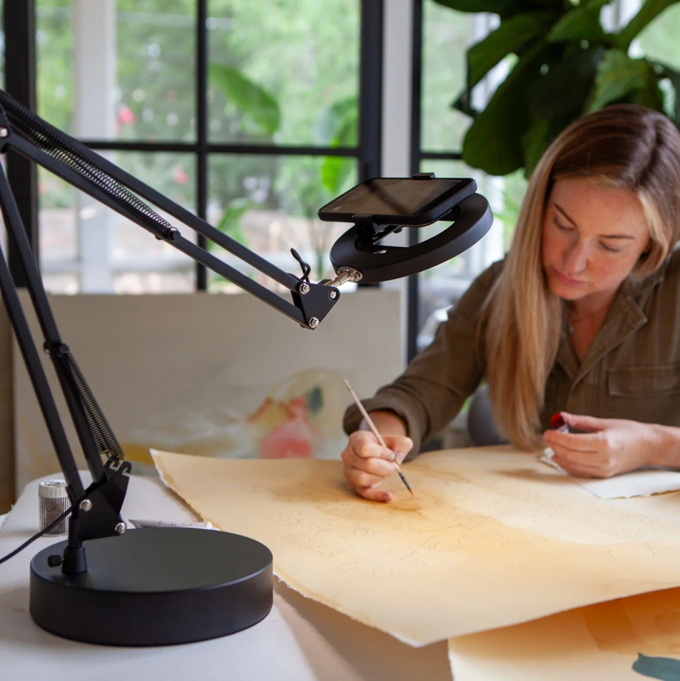 Black Canvas Lamp with Weighted Matte Metal Base - Image 3